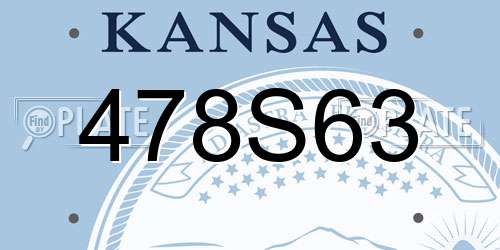 478S63 Kansas License Plate