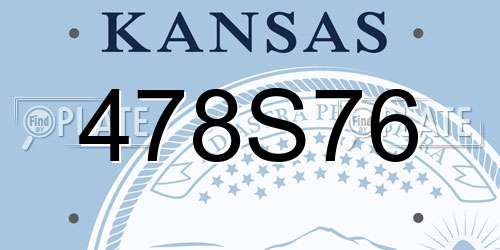478S76 Kansas License Plate