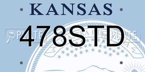 478STD Kansas License Plate