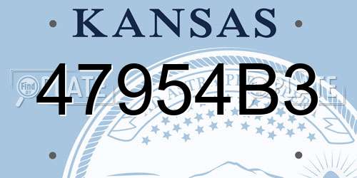 47954B3 Kansas License Plate