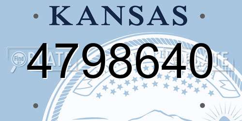 4798640 Kansas License Plate