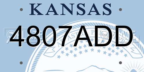 4807ADD Kansas License Plate