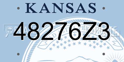 48276Z3 Kansas License Plate