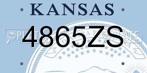 4865ZS Kansas License Plate