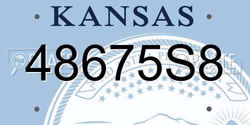 48675S8 Kansas License Plate