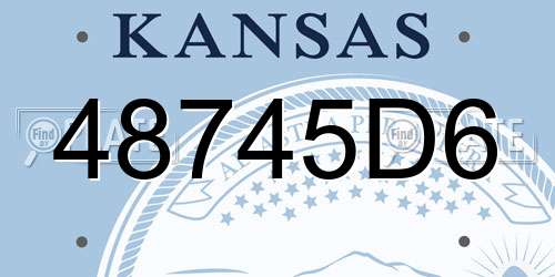 48745D6 Kansas License Plate