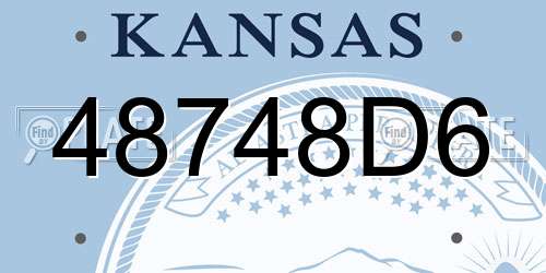 48748D6 Kansas License Plate