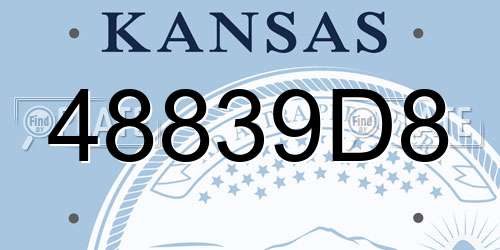 48839D8 Kansas License Plate