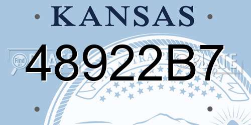 48922B7 Kansas License Plate