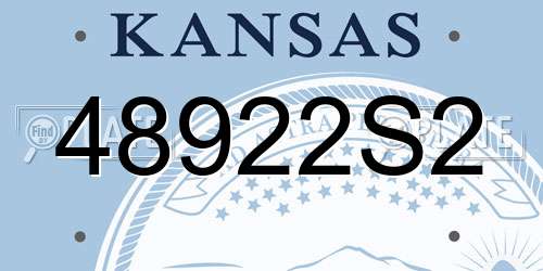 48922S2 Kansas License Plate