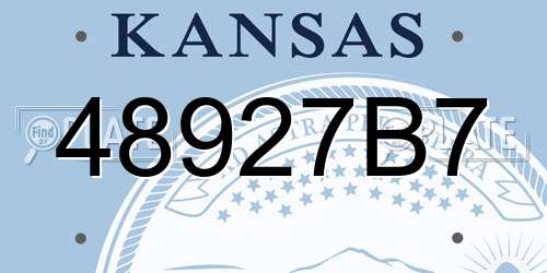 48927B7 Kansas License Plate