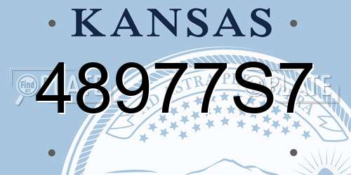 48977S7 Kansas License Plate