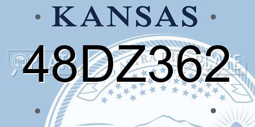 48DZ362 Kansas License Plate