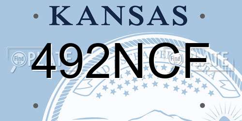 492NCF Kansas License Plate