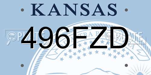 496FZD Kansas License Plate