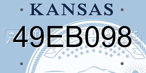 49EB098 Kansas License Plate