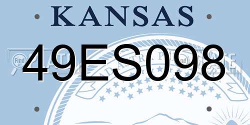 49ES098 Kansas License Plate