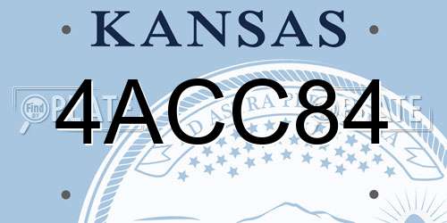 4ACC84 Kansas License Plate