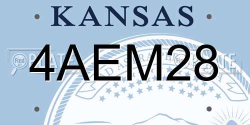 4AEM28 Kansas License Plate