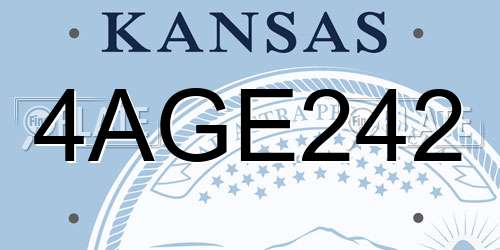 4AGE242 Kansas License Plate