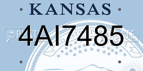 4AI7485 Kansas License Plate