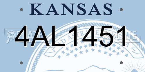 4AL1451 Kansas License Plate