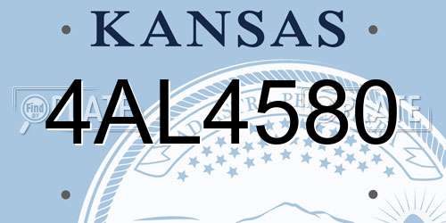 4AL4580 Kansas License Plate