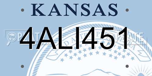 4ALI451 Kansas License Plate