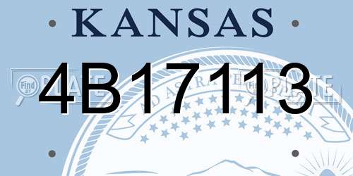4B17113 Kansas License Plate