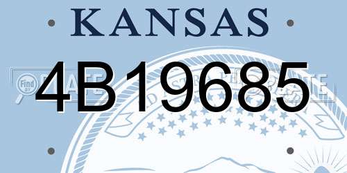4B19685 Kansas License Plate