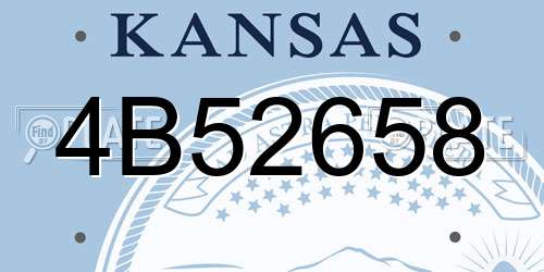 4B52658 Kansas License Plate