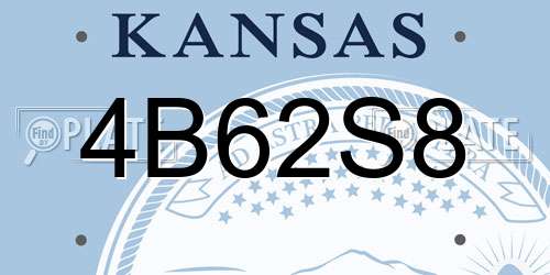 4B62S8 Kansas License Plate
