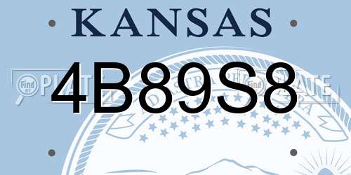 4B89S8 Kansas License Plate