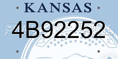 4B92252 Kansas License Plate