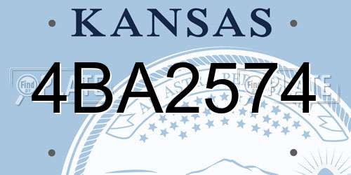 4BA2574 Kansas License Plate