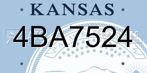 4BA7524 Kansas License Plate
