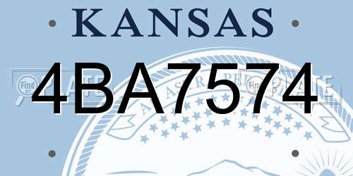 4BA7574 Kansas License Plate