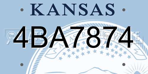 4BA7874 Kansas License Plate