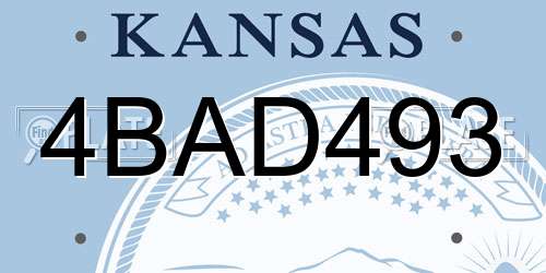 4BAD493 Kansas License Plate