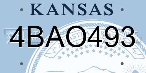 4BAO493 Kansas License Plate