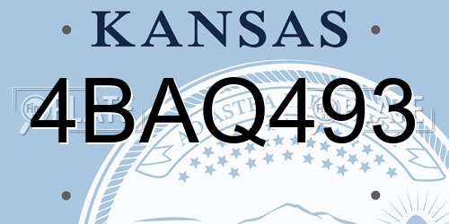 4BAQ493 Kansas License Plate