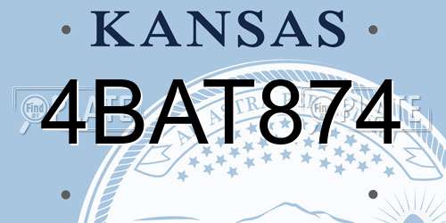 4BAT874 Kansas License Plate