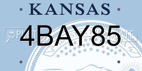 4BAY85 Kansas License Plate