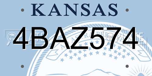 4BAZ574 Kansas License Plate