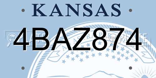 4BAZ874 Kansas License Plate