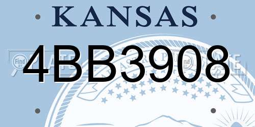 4BB3908 Kansas License Plate