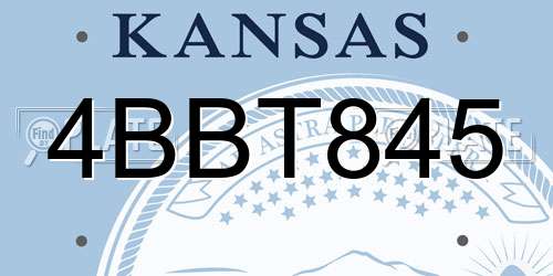 4BBT845 Kansas License Plate