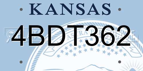 4BDT362 Kansas License Plate