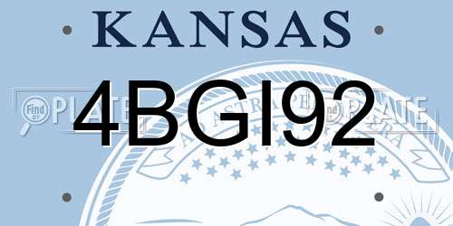 4BGI92 Kansas License Plate