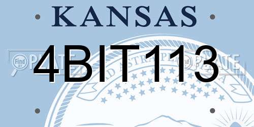 4BIT113 Kansas License Plate
